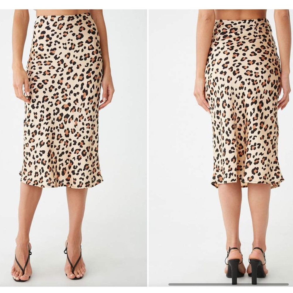 F21 Satin Midi Skirt